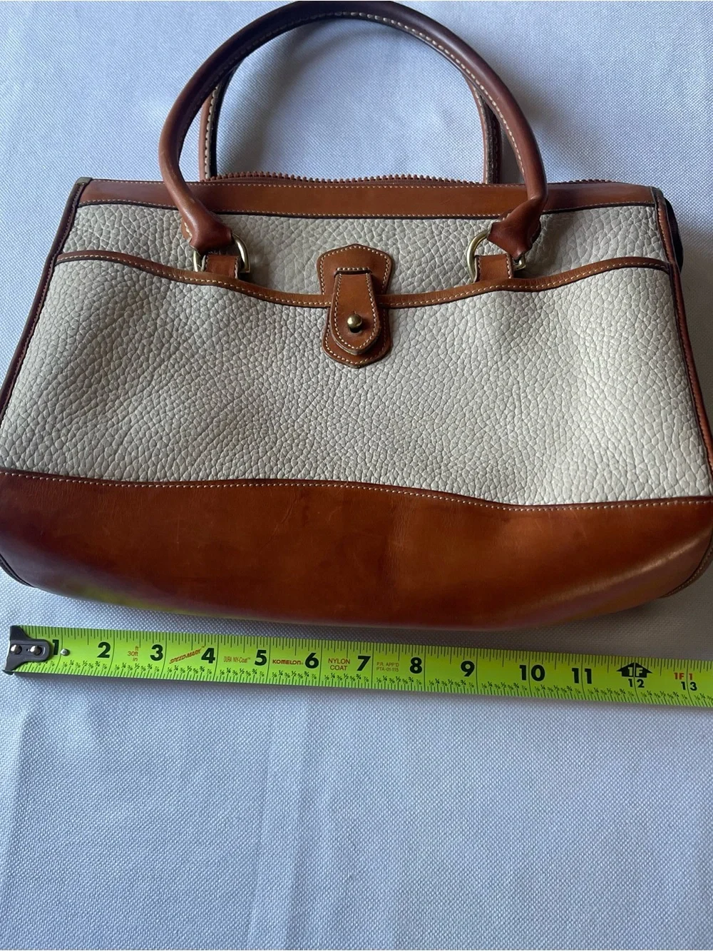 Dooney & Bourke All Weather Leather satchel Bag Vintage 80’s Purse Cream Brown